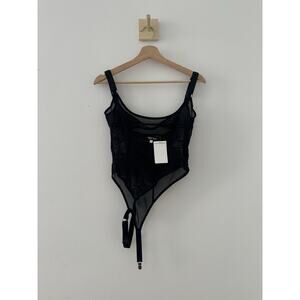 Elena Velez Onyx Mesh Harness Tank Black Sz Small NWT